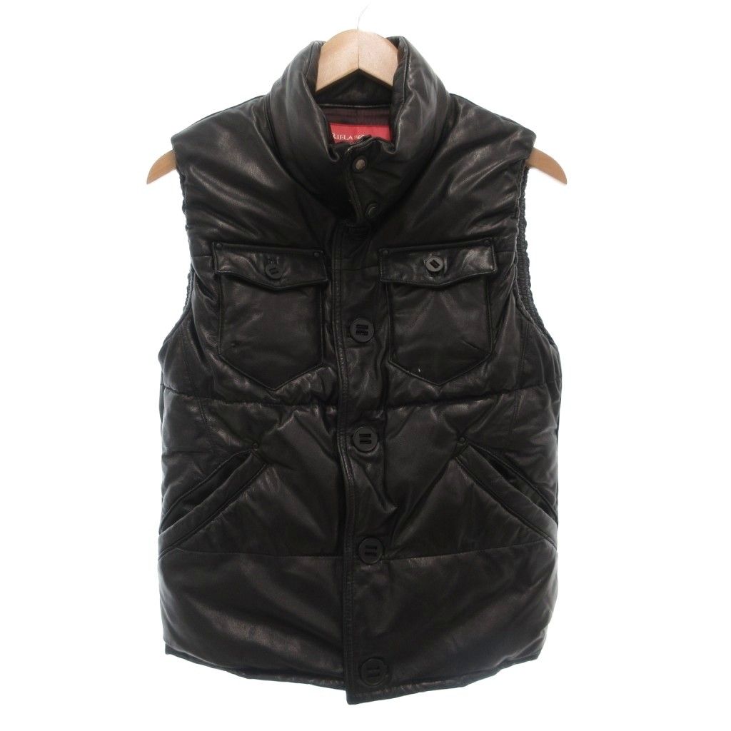 リエラボ RIELABO ベスト 46 中綿 レザー 本革 黒 ブラック |AE GY 18