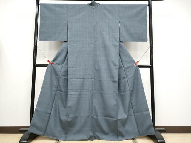 平和屋着物▽男性　本場結城紬　重要無形文化財　単衣　色無地　枯色　正絹　逸品　未使用　AABD0199fy 平和屋本店○極上 本場結城紬 重要無形文化財 色無地 錆鉄御納戸色