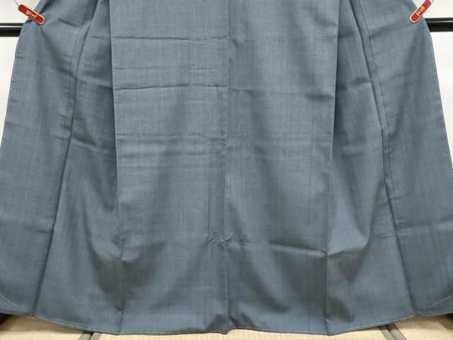 平和屋本店○極上 本場結城紬 重要無形文化財 色無地 錆鉄御納戸色