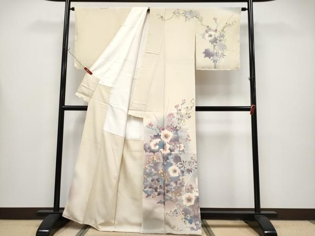 ● 上 本加賀友禅作家 村田幸司 訪問着 草花文 暈し染め 蜂蜜色地 ♥ s 6