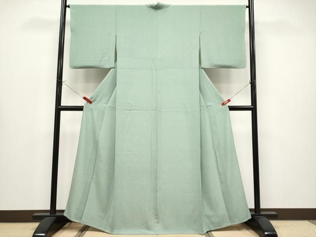 平和屋本店▽極上 人間国宝 小宮康孝 江戸小紋 単衣 猫 薄青色地