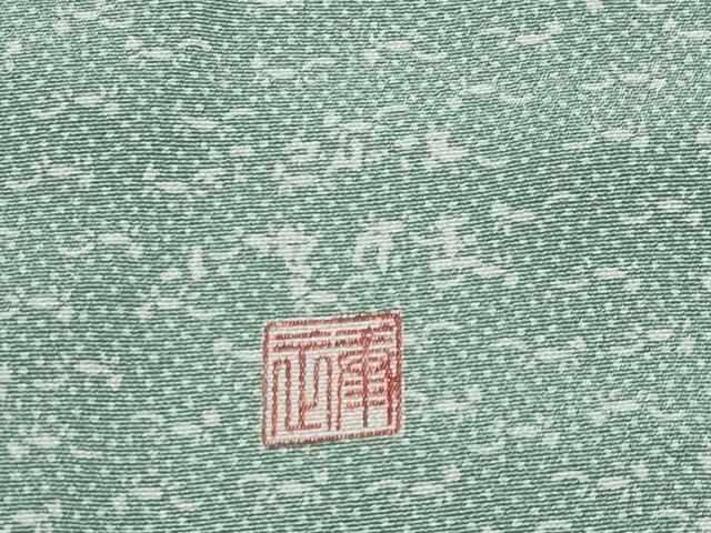 平和屋本店▽極上 人間国宝 小宮康孝 江戸小紋 単衣 猫 薄青色地