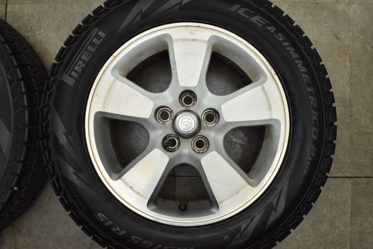  良好品 トヨタ ウィッシュ 15 in 6 J 45 PCD 100 ピレリ アイスアシンメトリコ プラス 195|65 R プリウス アリオン 流用 15インチ タイヤ ホイールセット