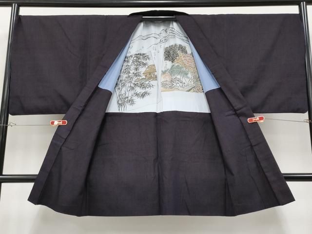 平和屋本店○極上 男性 本場結城紬 重要無形文化財 アンサンブル 色