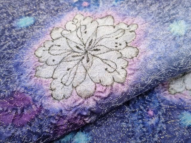 平和屋本店○極上 久保田一竹 幻の辻が花 太鼓柄袋帯 金通し地 逸品