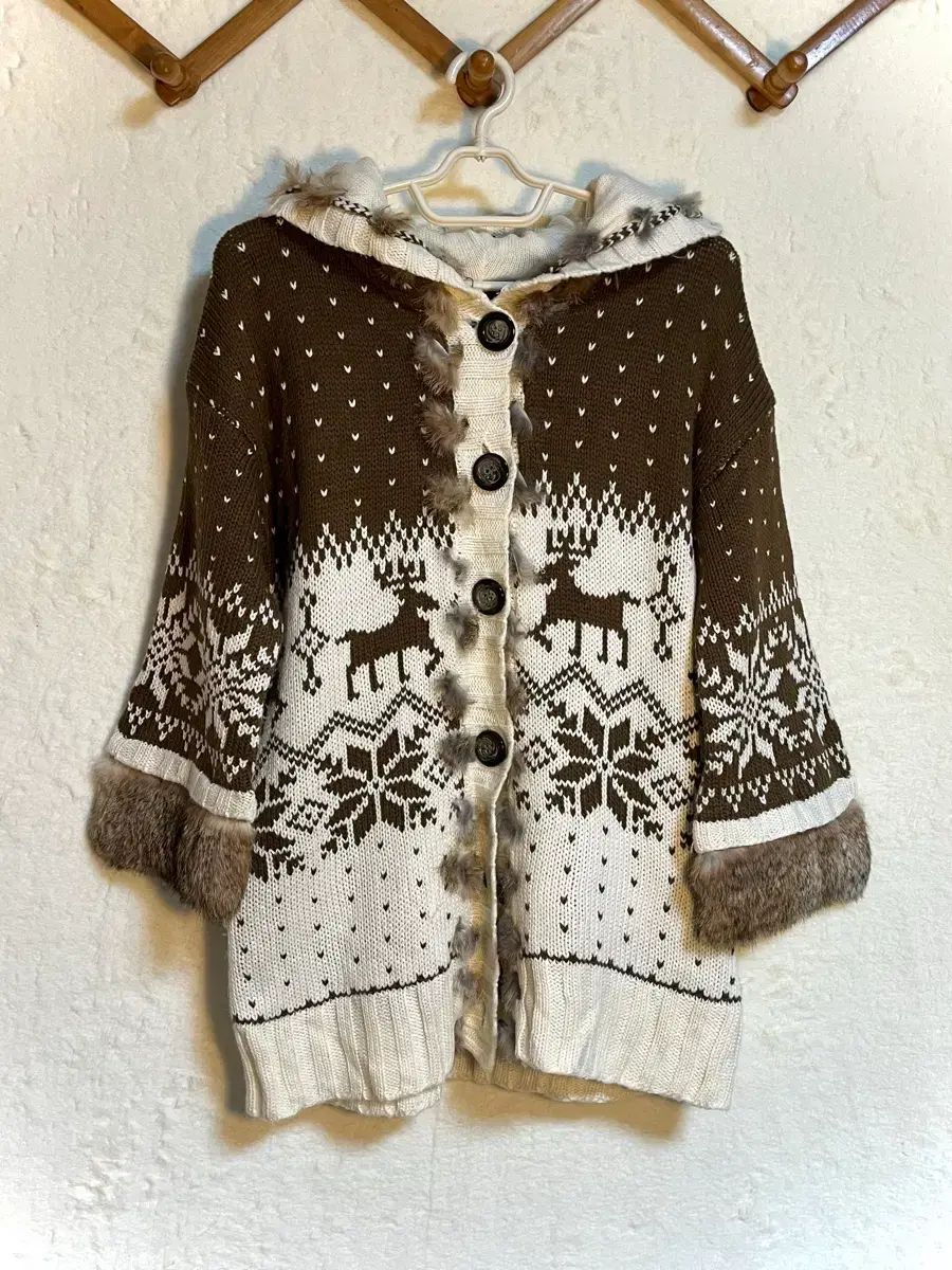 ヴィンテージ 森ガール ファー ドット ニット カーディガン アウター