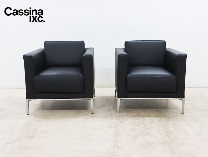 ◆展示品◆ Cassina カッシーナ GRAB small グラブ スモール ソファ 1 Pソファ|1人掛けソファ レザー|革 背クッション付 2脚セット 117万