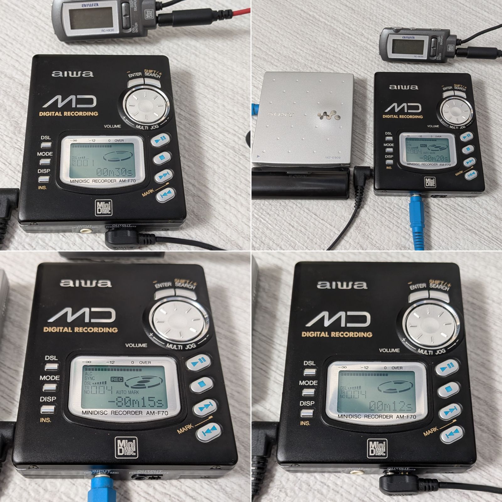 アイワ AIWA AM-F70 ポータブル MD プレイヤー リモコン 録音 再生確認