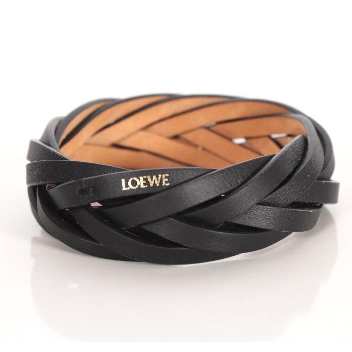 LOEWE ロエベ ブレイデッド バングル J242240X45 1100 ブラック レザー