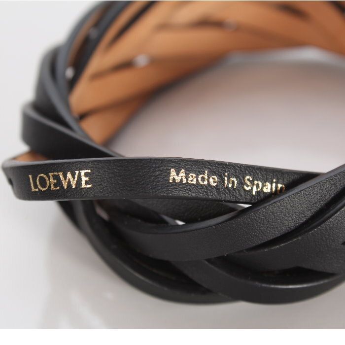 LOEWE ロエベ ブレイデッド バングル J242240X45 1100 ブラック レザー