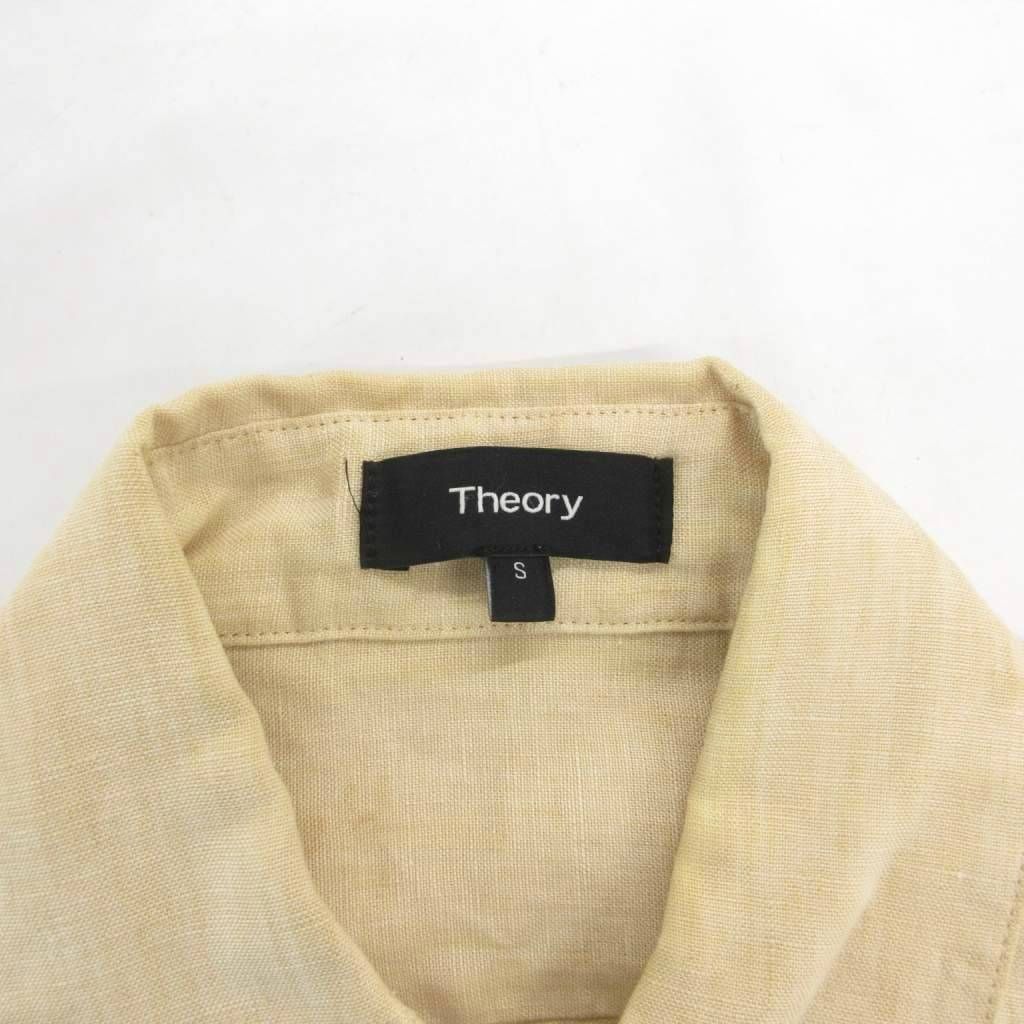 セオリー Theory シャツ ブラウス 麻 長袖 S ベージュ 比翼仕立て