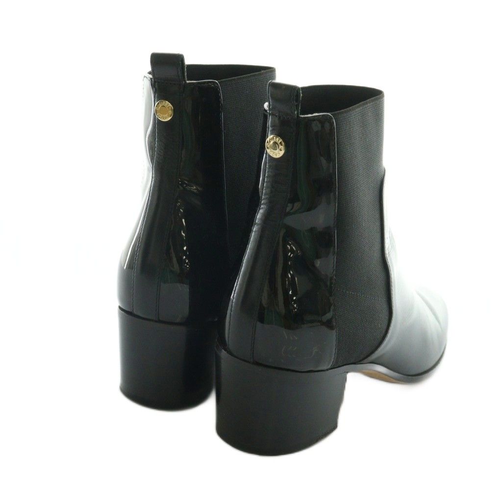 ジミーチュウ JIMMY CHOO ショートブーツ サイドゴア エナメル 36 黒