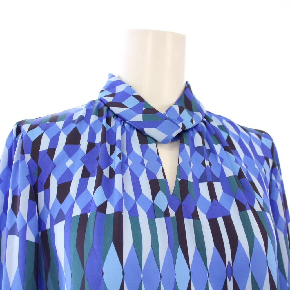 アナイ アイシクルプリントカシュクールネック ブラウス ブルー サイズ38 ANAYI（アナイ） ブラウス シャツ 「セットアップ対応商品」アイシクル