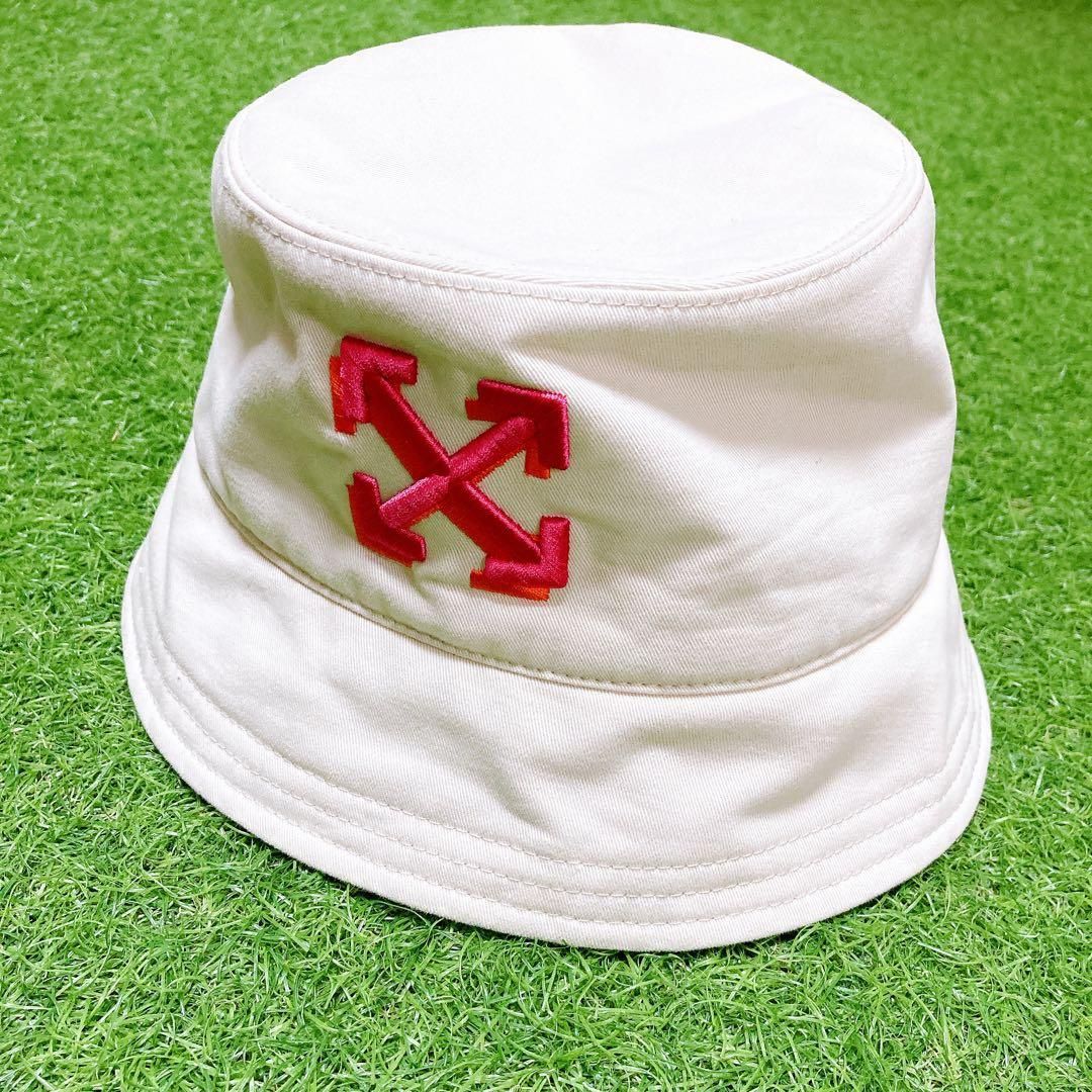 オフホワイト ロゴ アロー バケットハット 帽子 ユニセックス