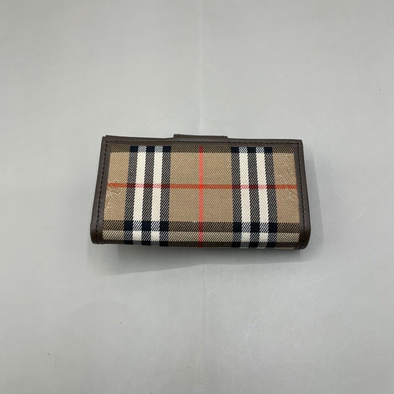♥級 バーバリー キーケース 4連 ノバチェック レザー ゴールド金具 き フラップ 茶 ブラウン