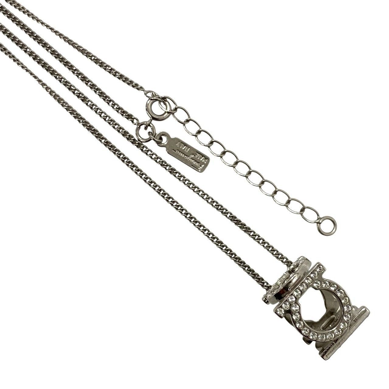 M【Ferragamo】ガンチーニ ネックレス ラインストーン シルバーカラー