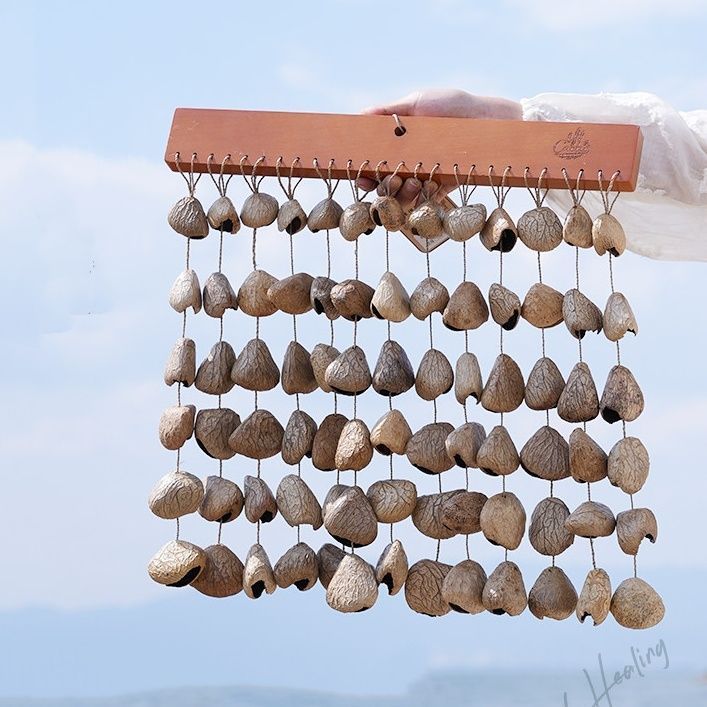 SGYP 212 天然果殻 束排鈴 そくはいれい 森の音を束ねた ナチュラルサウンドベル 音響療法 ヨガ 瞑想 ヒーリング用 ハンドメイド 果殻排鈴 ギフト ストラップ 手作り プレゼント アクセサリー 風鈴チャーム 飾り