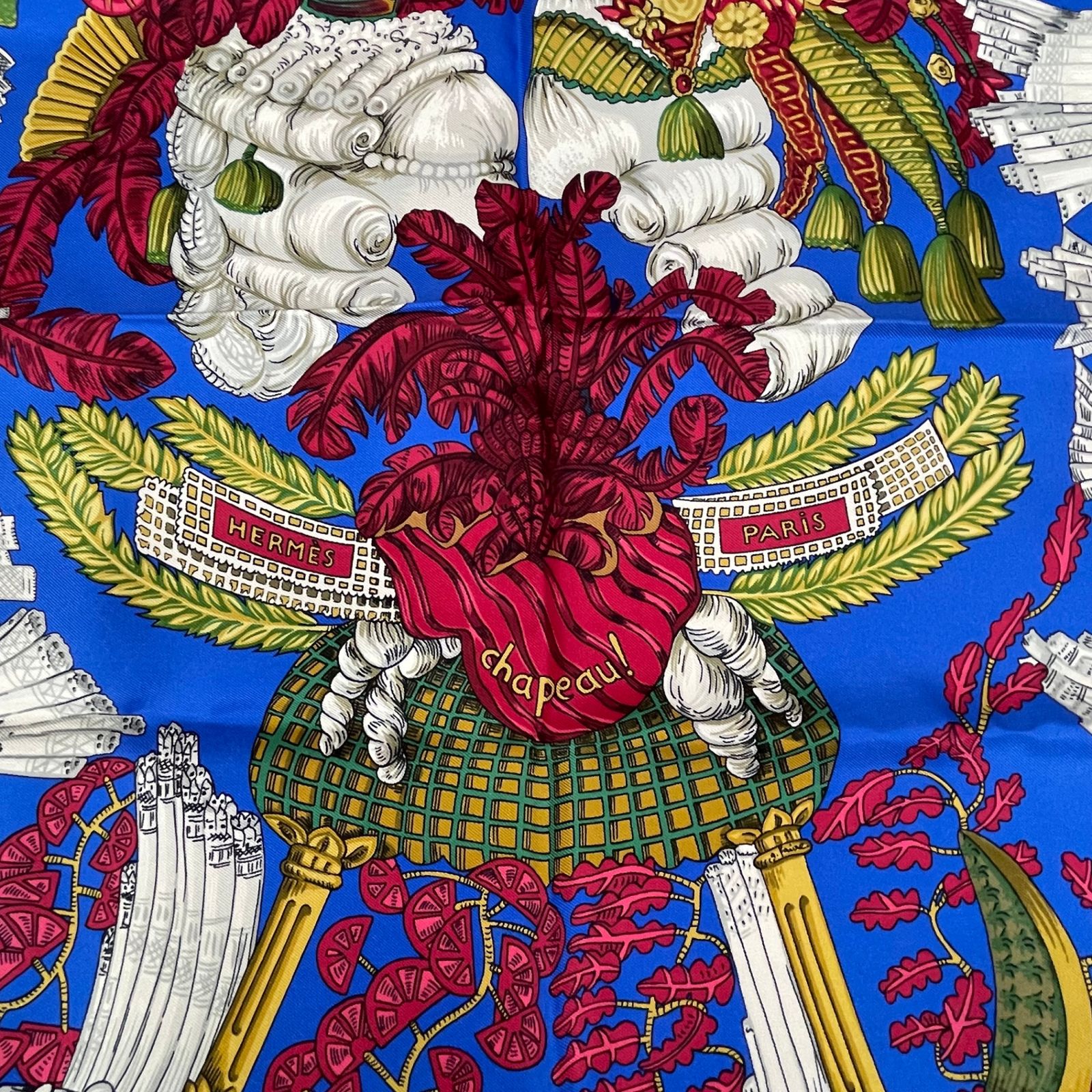 新品同様 HERMES エルメス スカーフ シルク カレ90 chapeau！ 脱帽