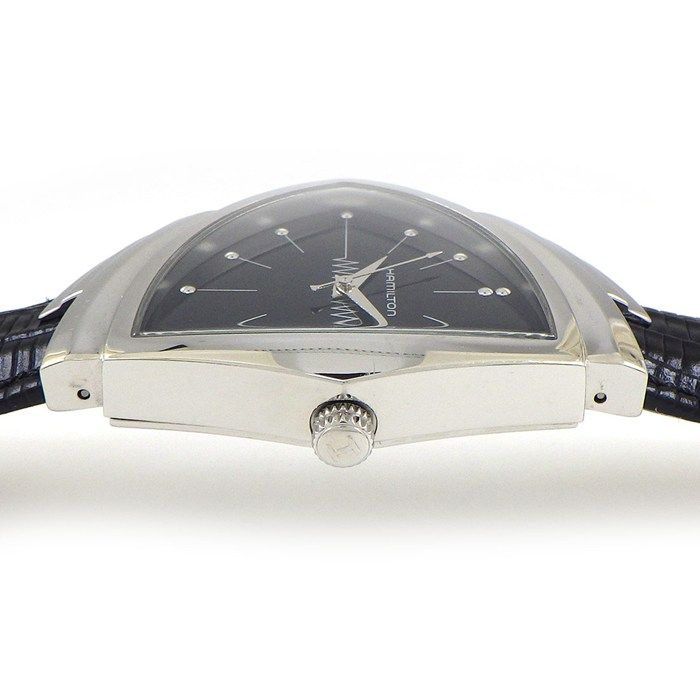 ハミルトン Hamilton 腕時計 ベンチュラ H 244112 トライアングル ブラック文字盤 牛革ベルト SS クオーツアナログ 箱 保付き