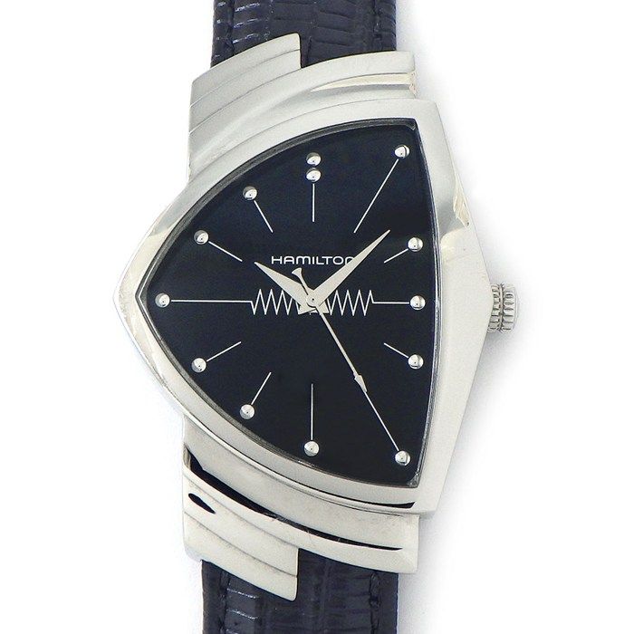 ハミルトン Hamilton 腕時計 ベンチュラ H 244112 トライアングル ブラック文字盤 牛革ベルト SS クオーツアナログ 箱 保付き