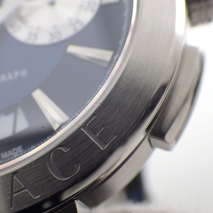  ヴェルサーチェ VERSACE 腕時計 アイオン ブルー文字盤 デイト クロノグラフ スモールセコンド 牛革ベルト SS クオーツアナログ 腕時計(デジタル) 時計