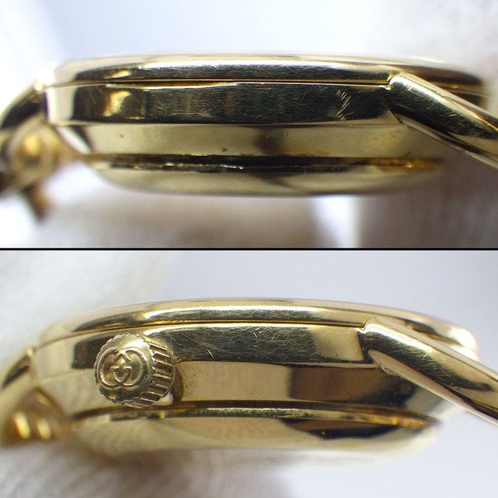  グッチ GUCCI 腕時計 ラウンド 6000.2 L アイボリー文字盤 ローマンインデックス ブラウン 牛革ベルト GP クオーツアナログ 腕時計(デジタル) 時計