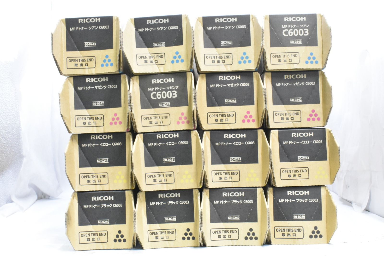 ♥ RICOH トナー C 6003 16本 シアン マゼンタ イエロー ブラック×各4 リコー -D-N 26-byebye