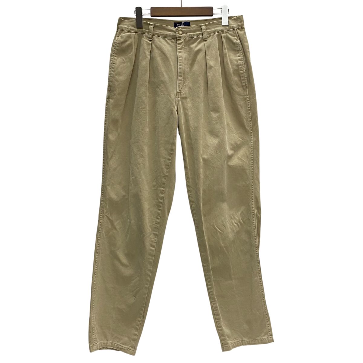 ポロラルフローレン Polo by Ralph Lauren 90 s 2タック 42 TALONジップ 実寸W 32 チノパン ベージュ 201 MB-1265 VB