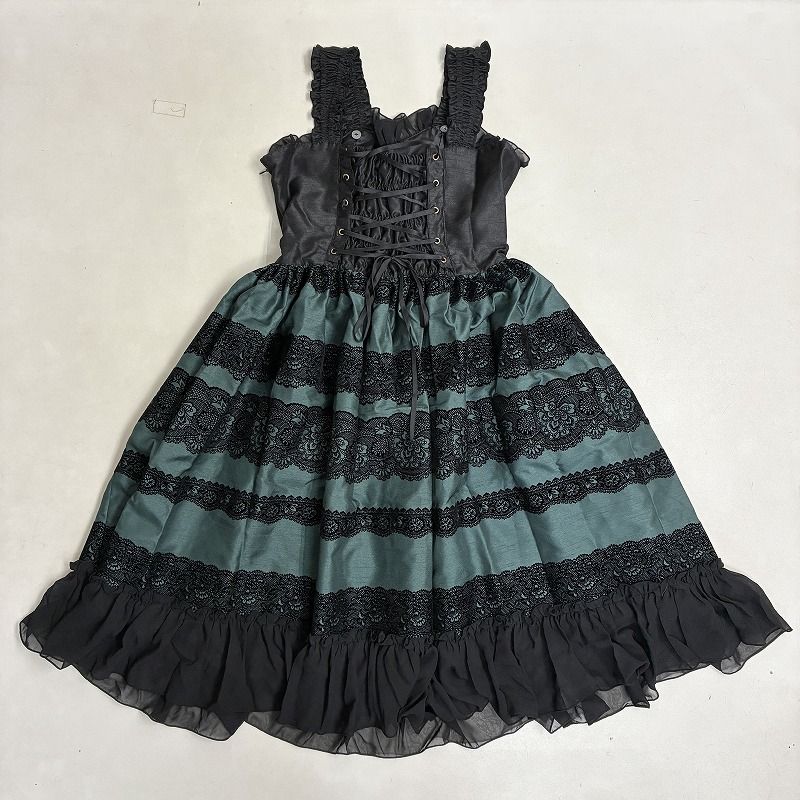 ◆ ATELIER-PIERROT ワンピース ロリータ ゴスロリ 地雷系 フリル フ レース リボン 古着 グリーン系 サイズ不明 レディース 0.39 kg