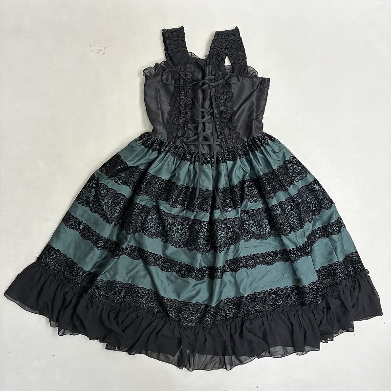 ◆ ATELIER-PIERROT ワンピース ロリータ ゴスロリ 地雷系 フリル フ レース リボン 古着 グリーン系 サイズ不明 レディース 0.39 kg