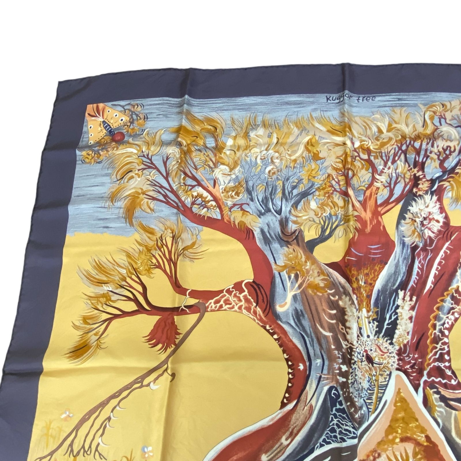 HERMES エルメス カレ90 スカーフ シルク kuggor tree クガールツリー ブラウン