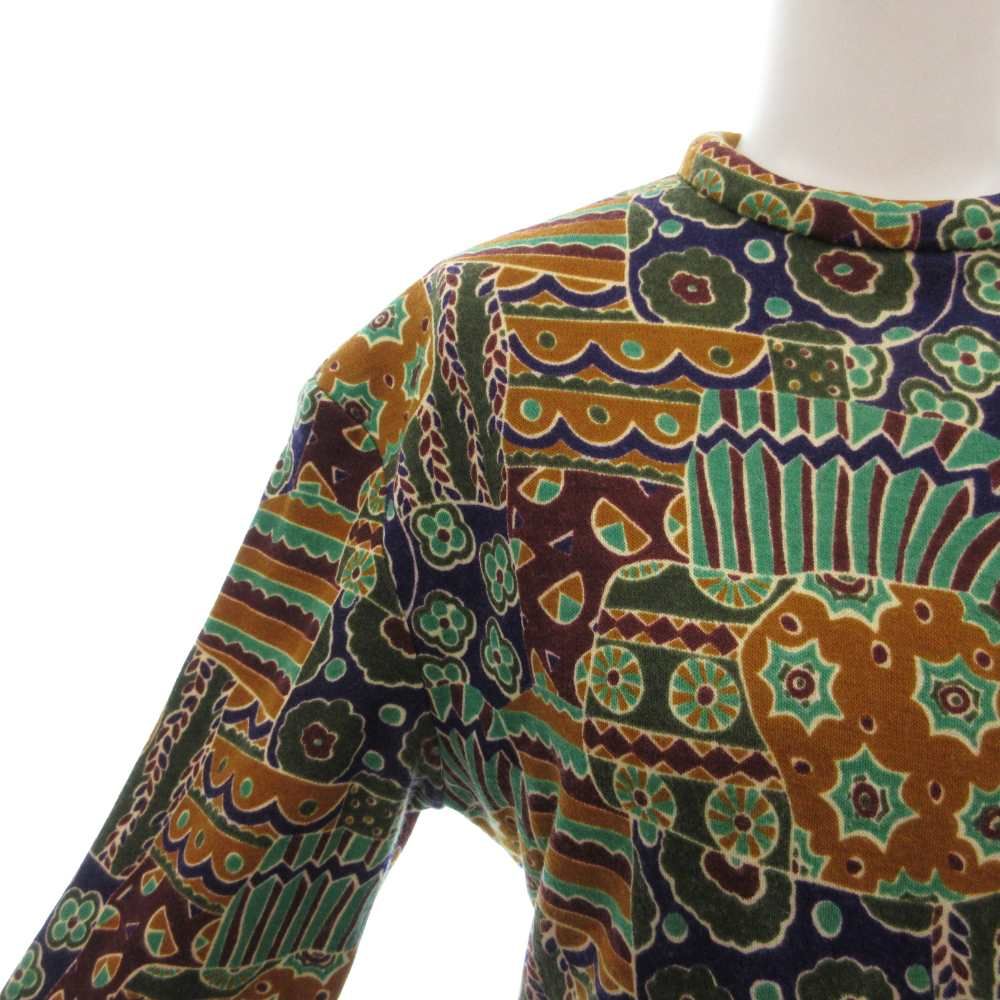 ミッソーニ MISSONI DONNA ワンピース 40 ひざ丈 総柄 長袖 ウール  