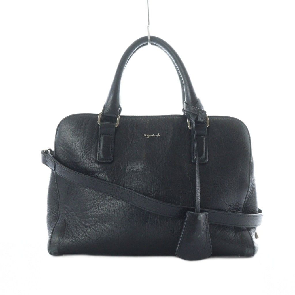 アニエスベー agnes b. 2 WAYバッグ ショルダー ハンド レザー 黒 ブラック |RI OS