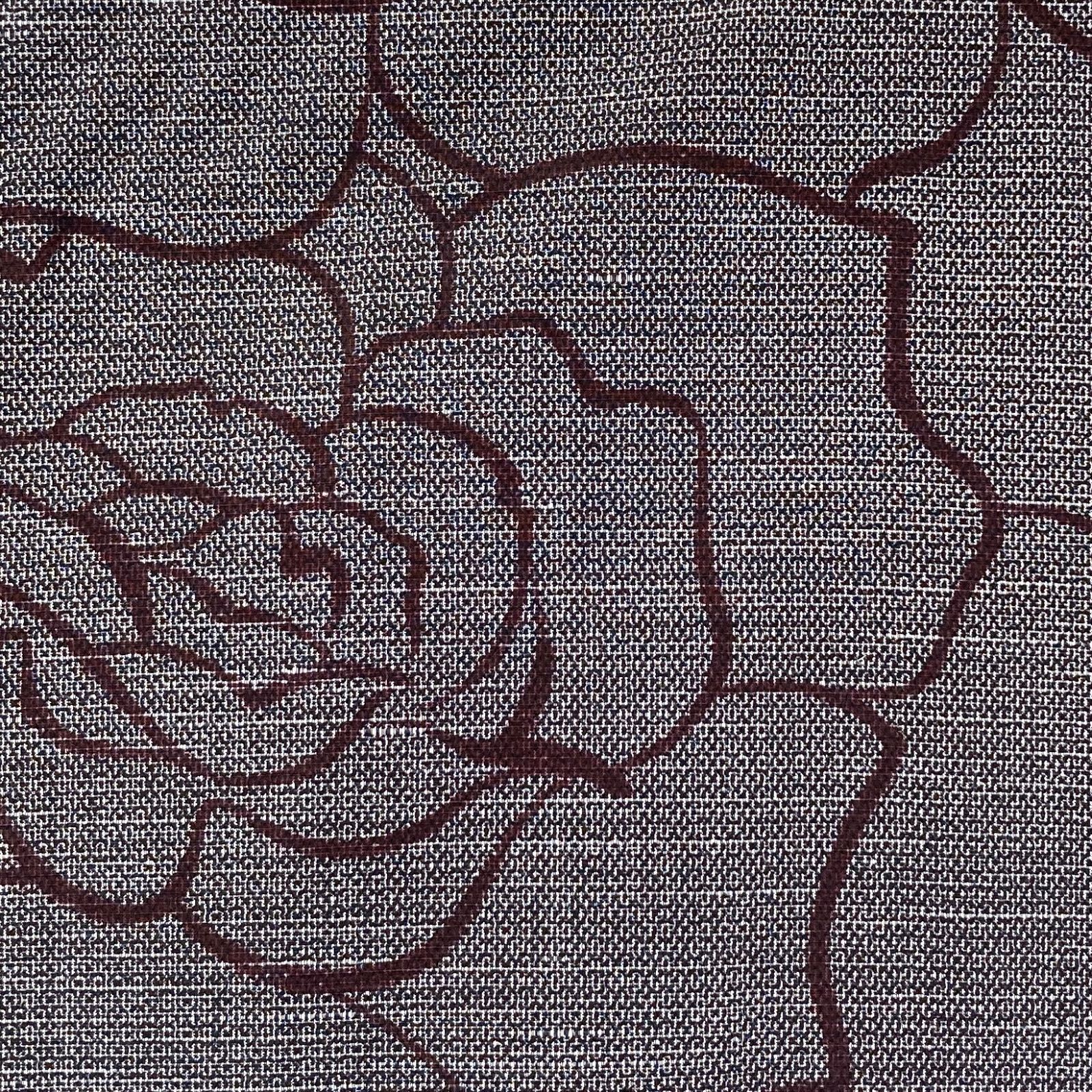 たんす屋 着物 リユース着物 小紋 ボルドー焦げ茶 カジュアル 薔薇 袷 絹 未洗い 身丈 159 cm 裄丈 69 MS 7309