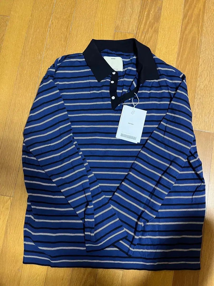 タグ付き ポッタリー ストライプ ピケTシャツ