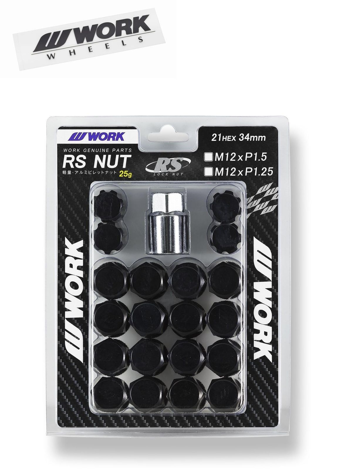 WORK ワーク アルミ製ホイールナット ロックナット入り セット RSナットセット ブラック M 12 x P 1.25