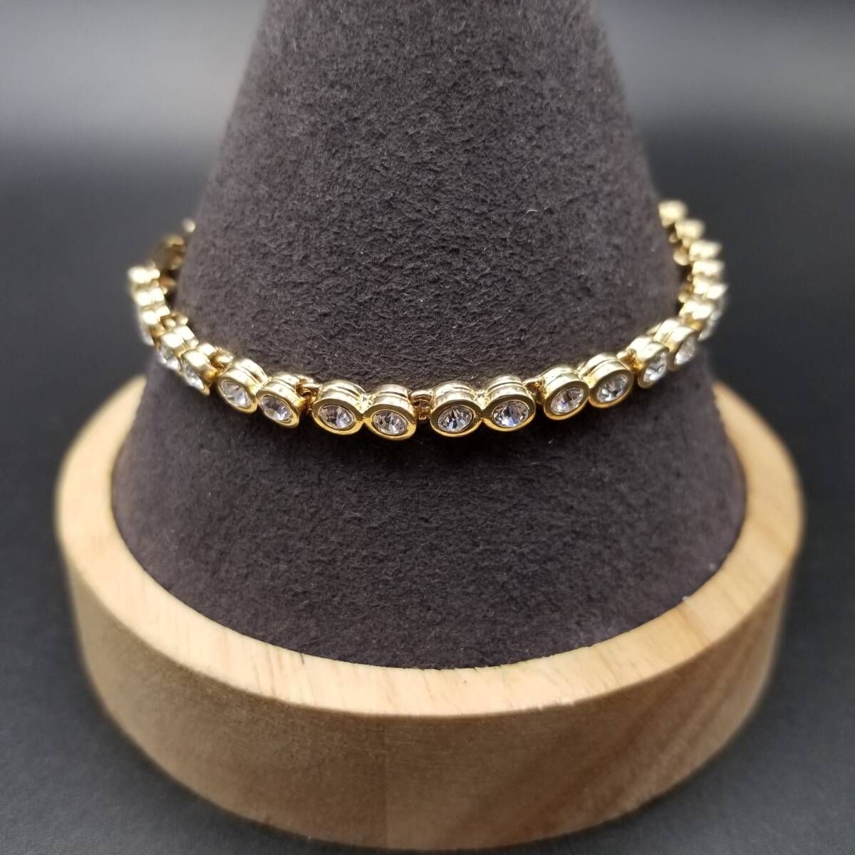 F*r様 ヴィンテージラインストーン テニスブレスレット ゴールドトーン