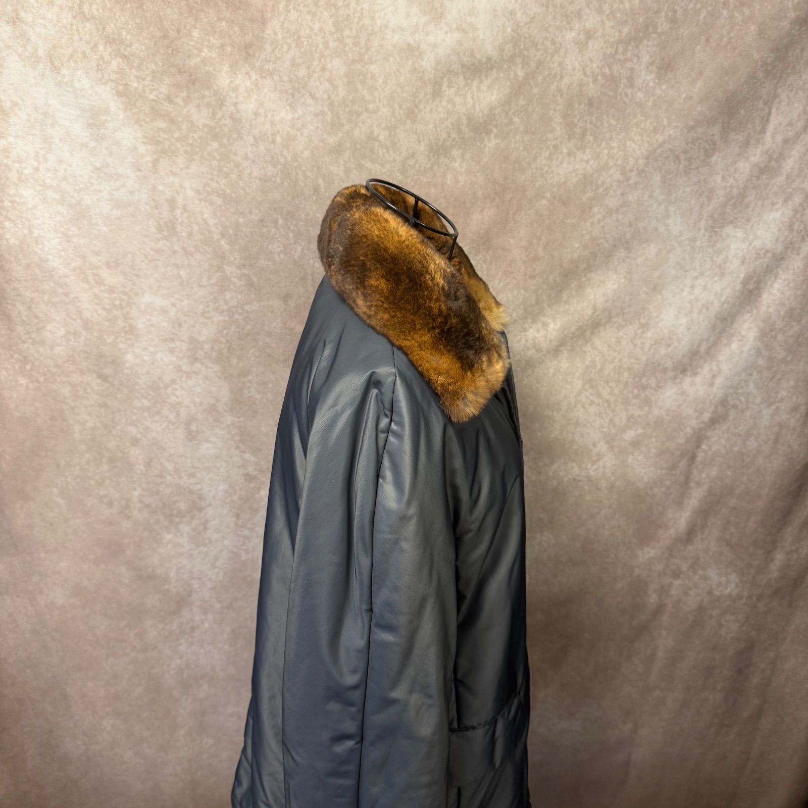 Max Mara マックスマーラ 銀タグ ファー付き コート 38 シルバーグレー