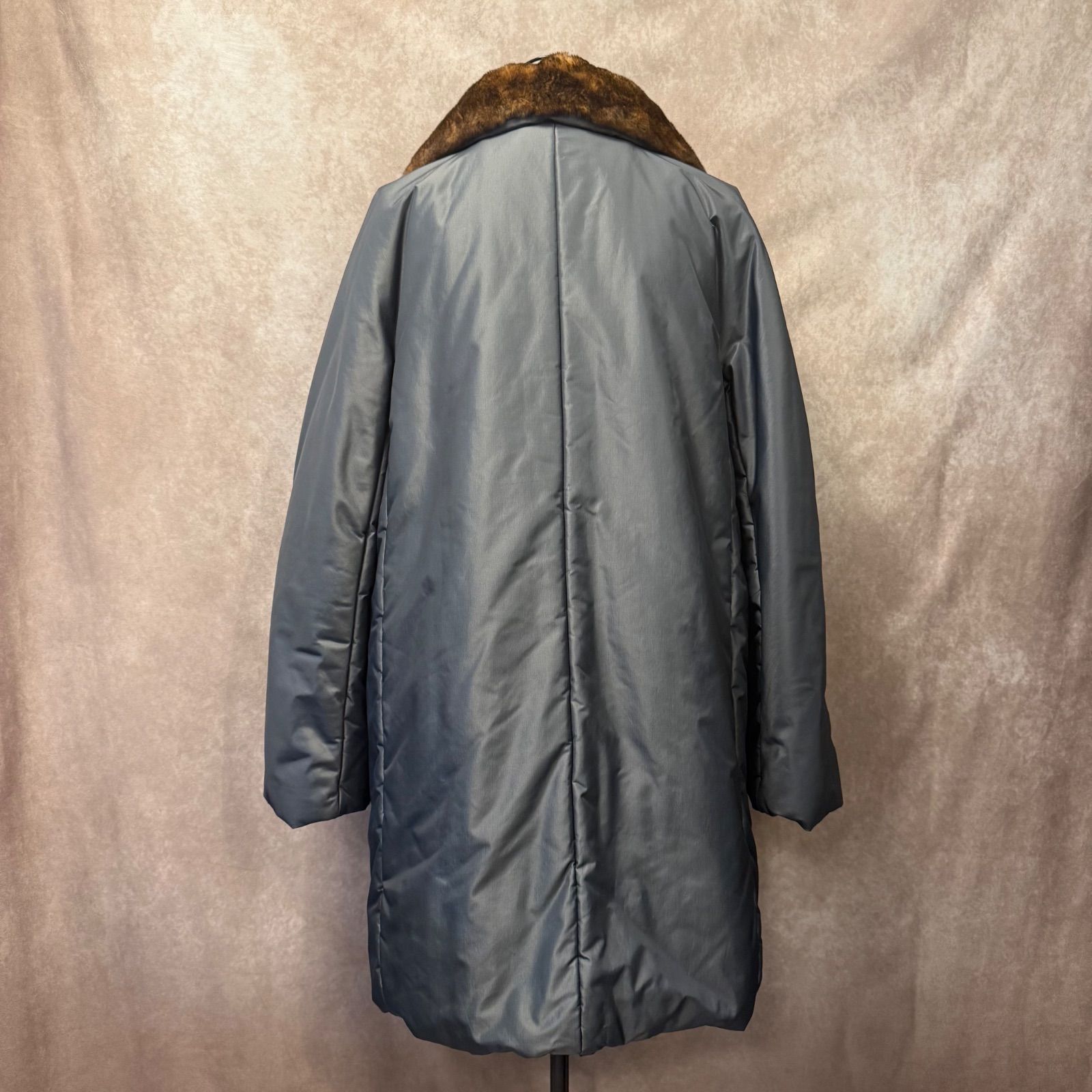 Max Mara マックスマーラ 銀タグ ファー付き コート 38 シルバーグレー