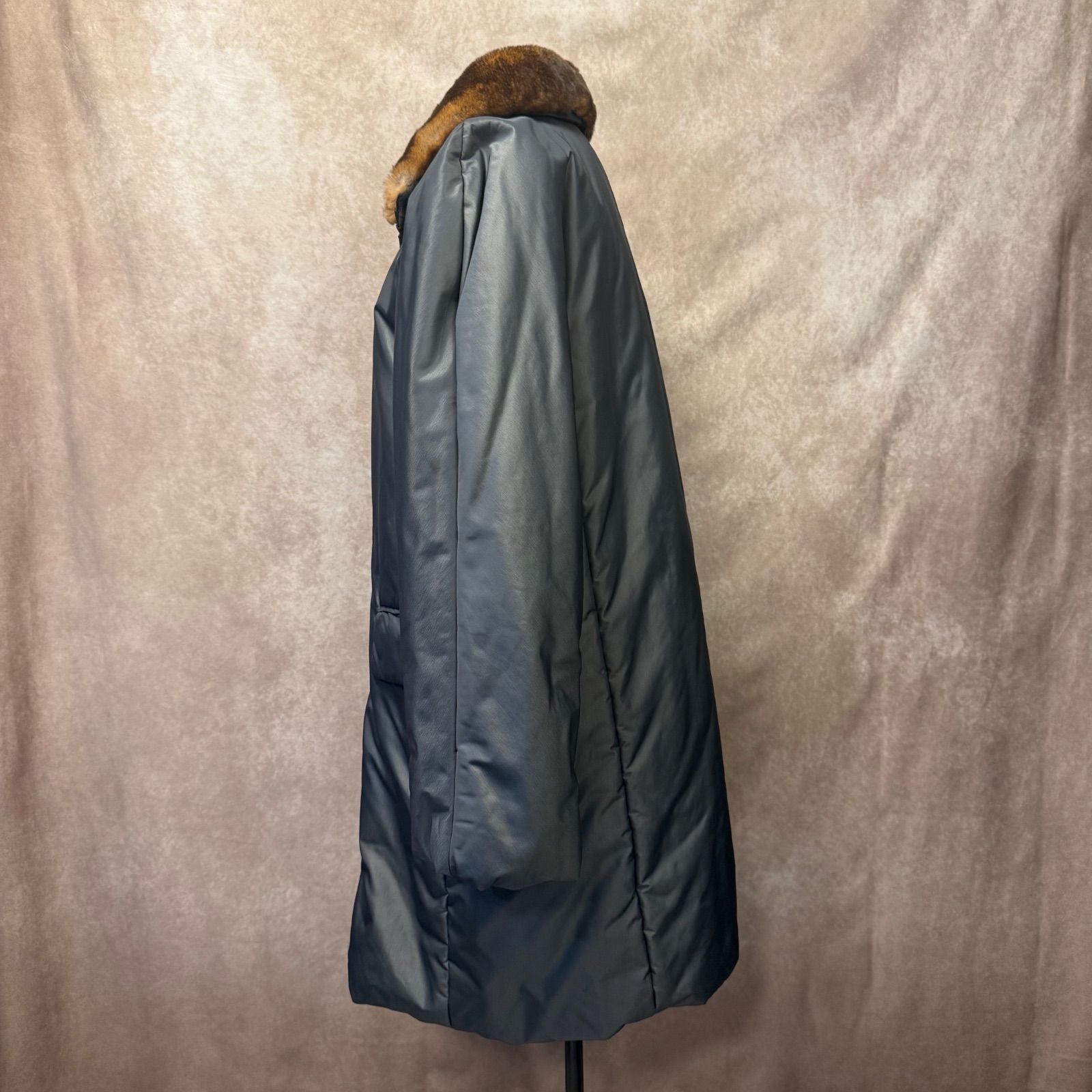 マックスマーラロングコート　美品　銀タグ高級 Max Mara マックスマーラ 銀タグ ファー付き コート 38 シルバーグレー