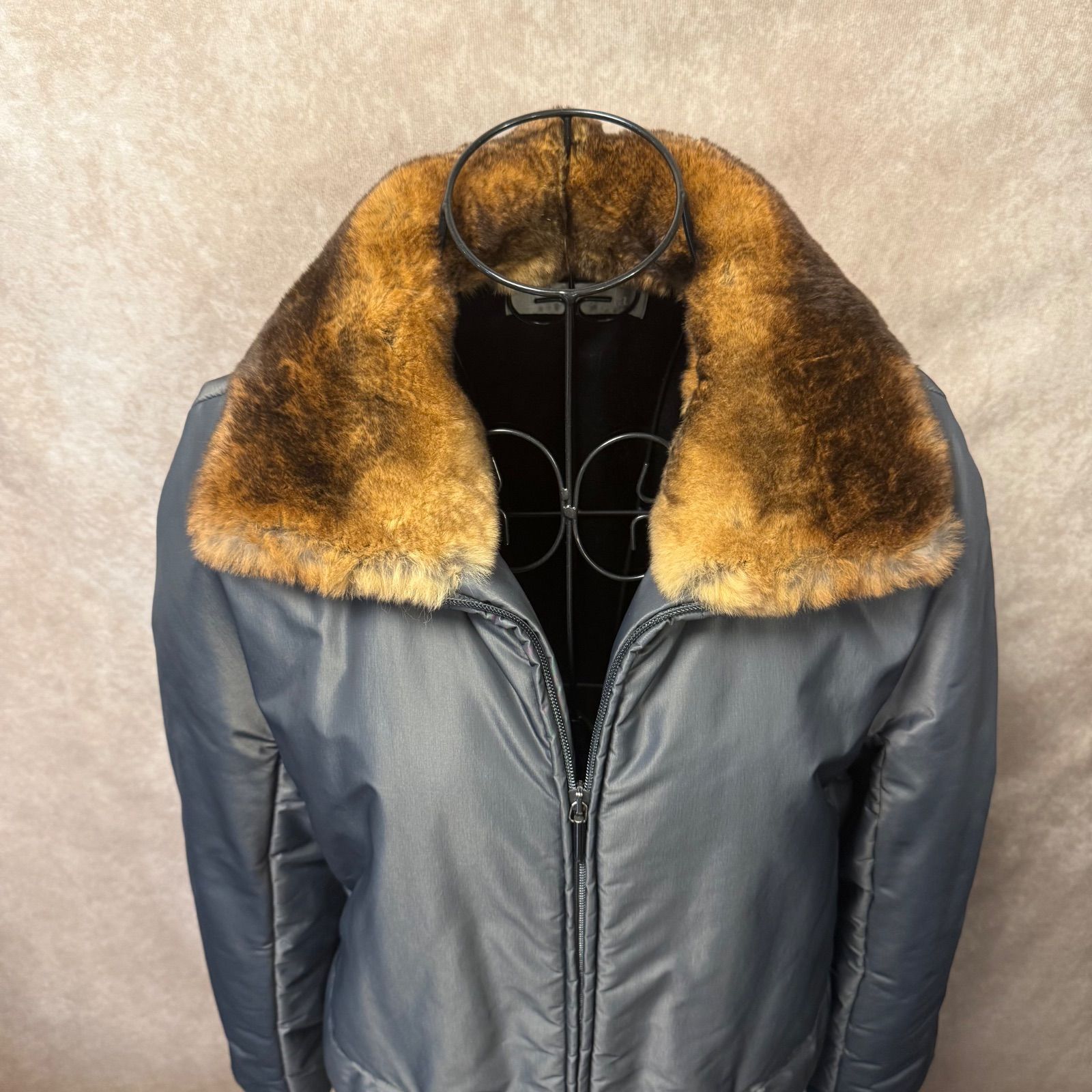 Max Mara マックスマーラ 銀タグ ファー付き コート 38 シルバーグレー