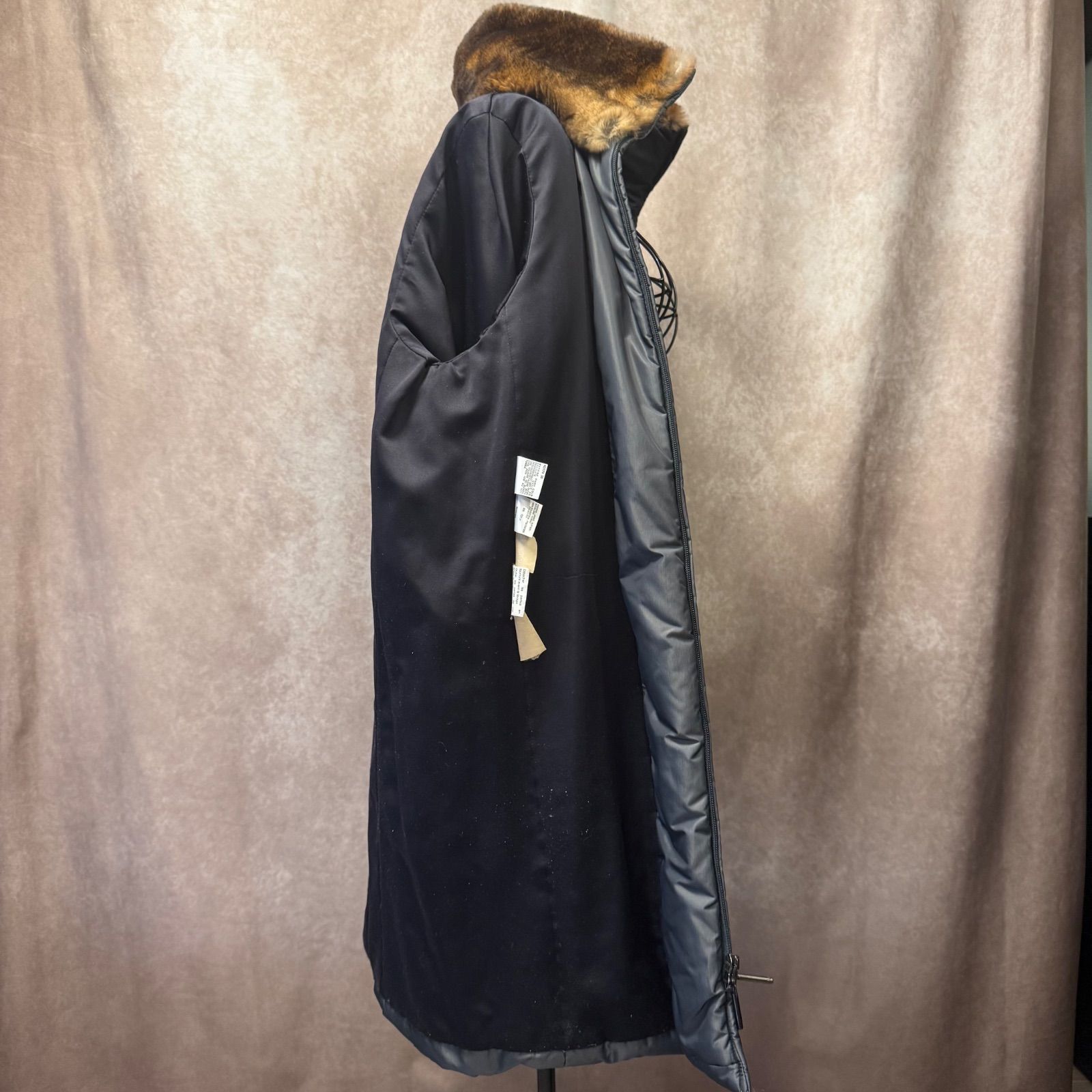 Max Mara マックスマーラ 銀タグ ファー付き コート 38 シルバーグレー