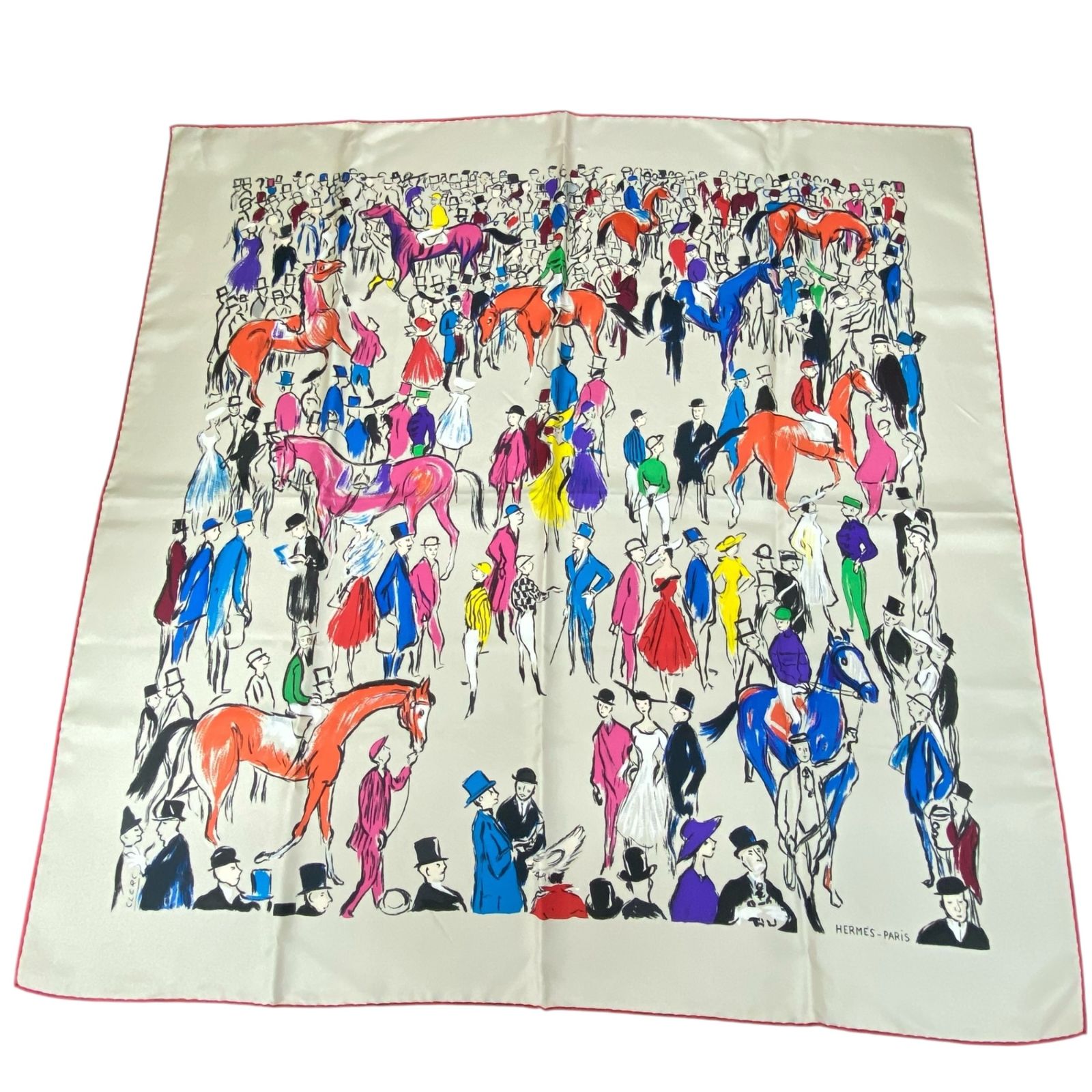 HERMES エルメス カレ90 Paddock パドック スカーフ シルク100％ マルチカラー き