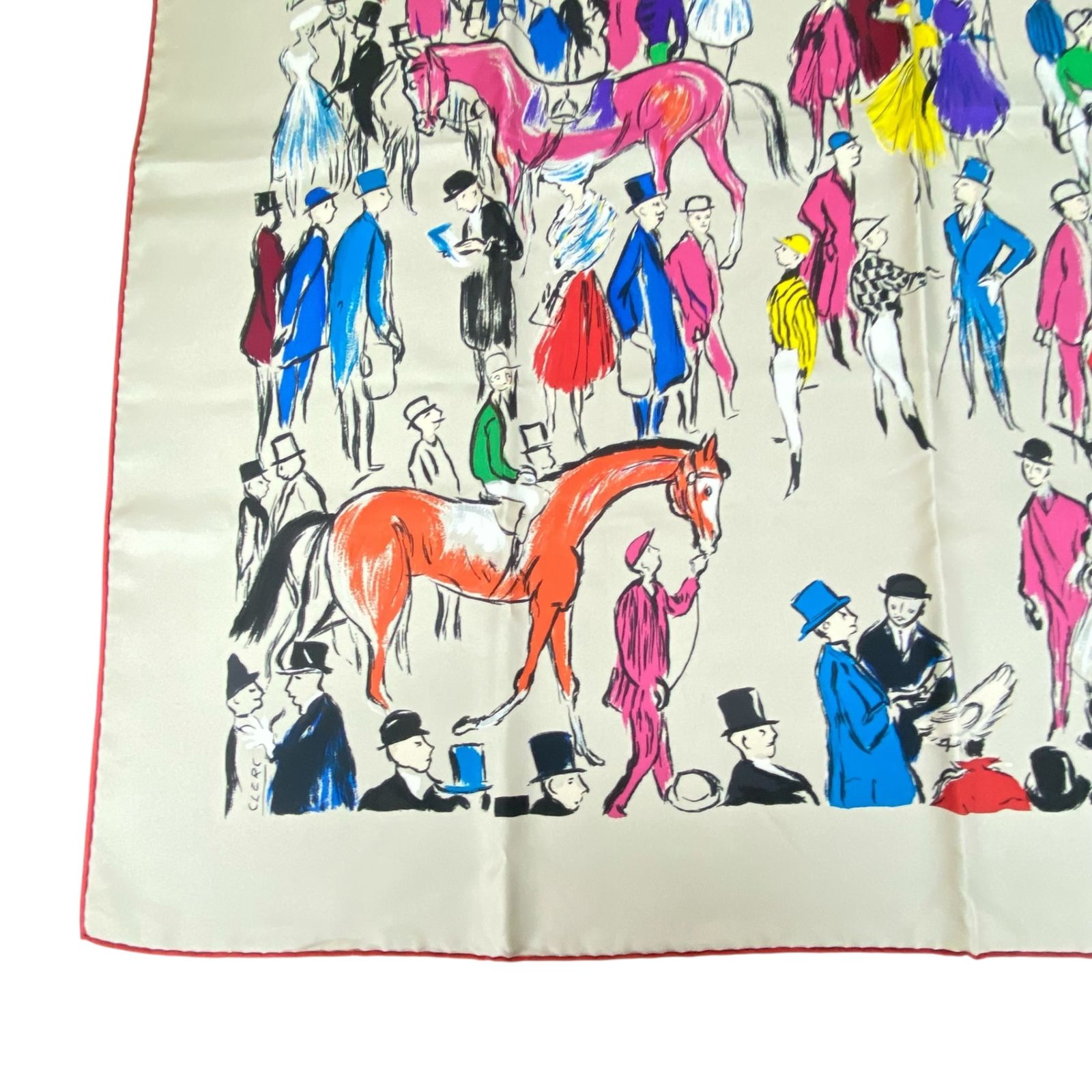 美品 エルメス カレ 90 スカーフ Paddock パドック グリーン シルク 極美品 HERMES エルメス カレ90 Paddock パドック スカーフ シルク100