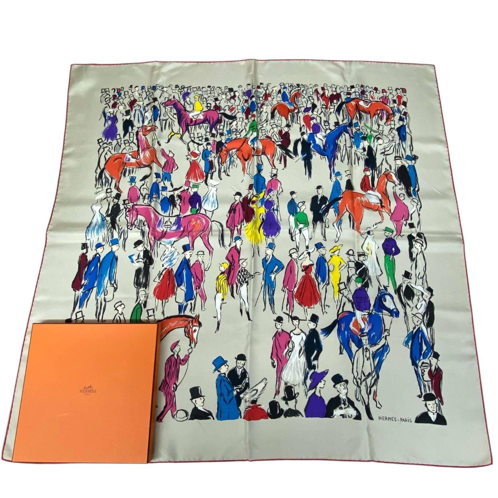 極美品 HERMES エルメス カレ90 Paddock パドック スカーフ シルク100