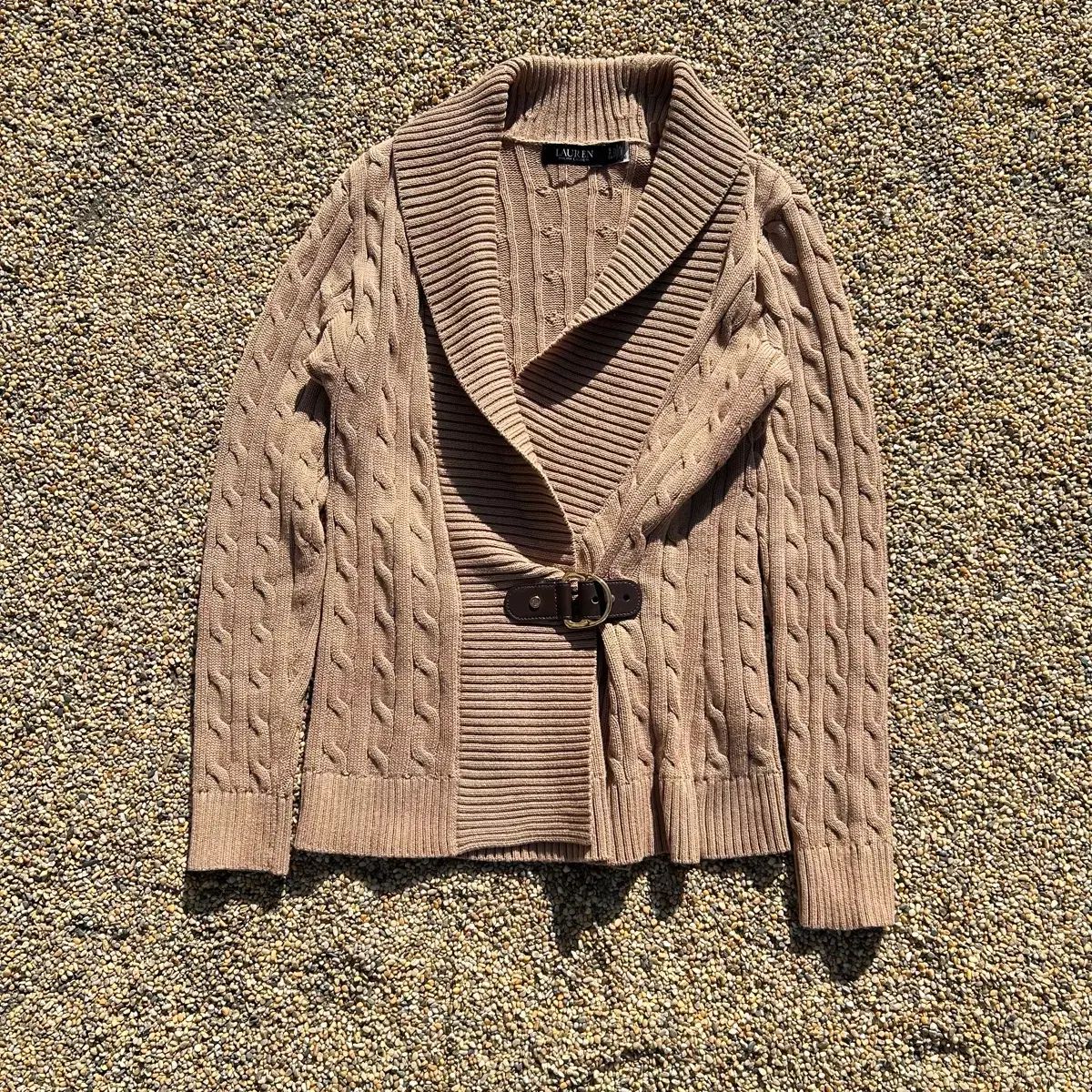 ポロ ラルフローレン POLO Ralph Lauren ショールカラー ベルト付き ケーブルニット