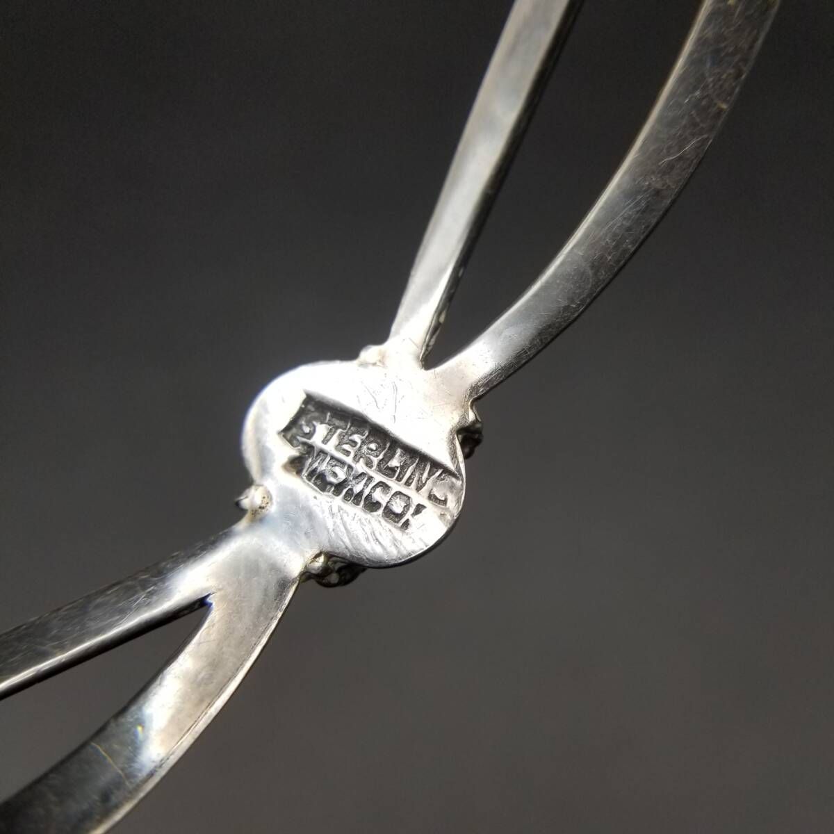 メキシコ 925 シルバー ボール装飾 ケーブル ロープ ヴィンテージ カフ