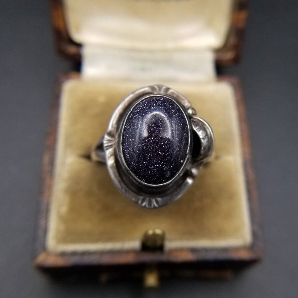 GFIS メキシコ 925 シルバー パープルサンドストーン ヴィンテージ リング 葉っぱ 装飾銀 ボリューム感 ウェスタンスタイル Mexico R 16-C