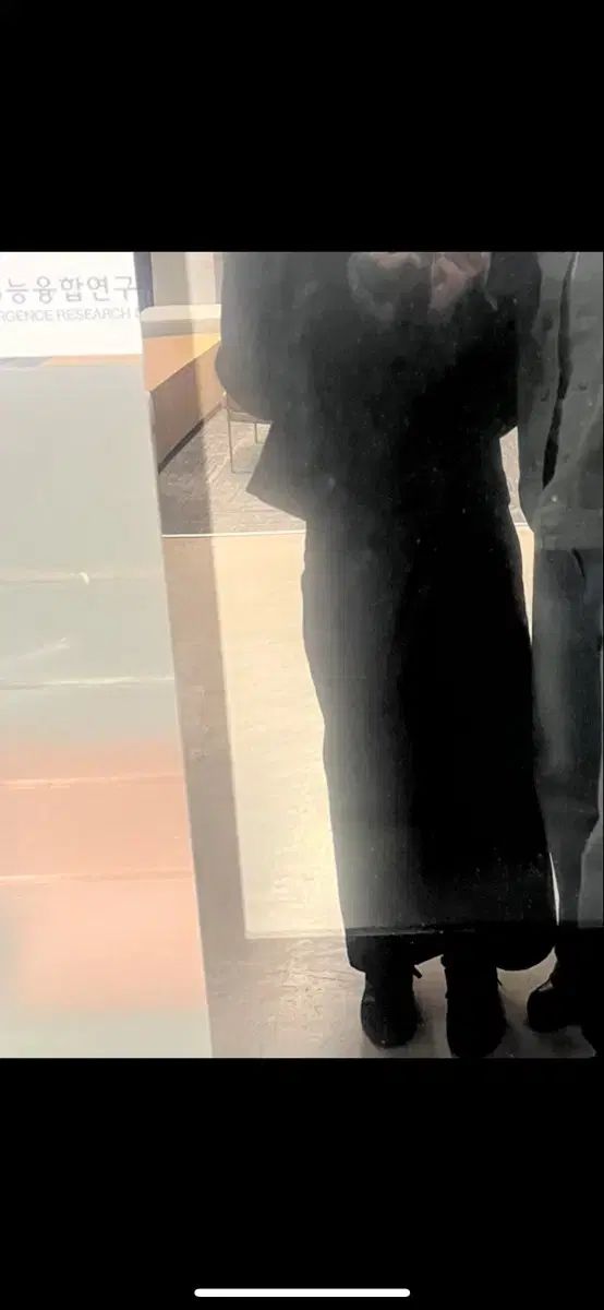 OUNCE ブラック デニム ロング丈スカート