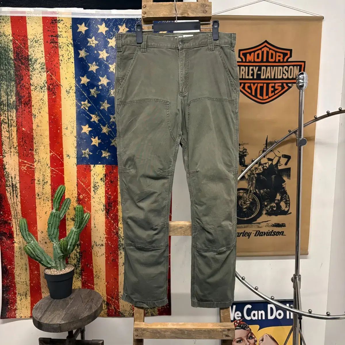 Carhartt カーハート RF ラギッド フレックス キャンバス コットン ダブルニー ユーティリティー ワークパンツ カーキ N 381